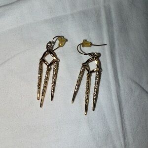 Alexis Bittar Gold Crystal Triple Dangle Earrings
